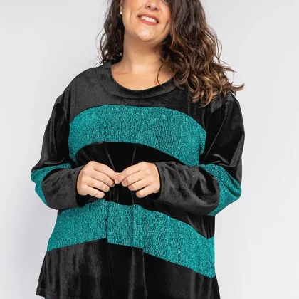 Blusa in velluto bimateriale