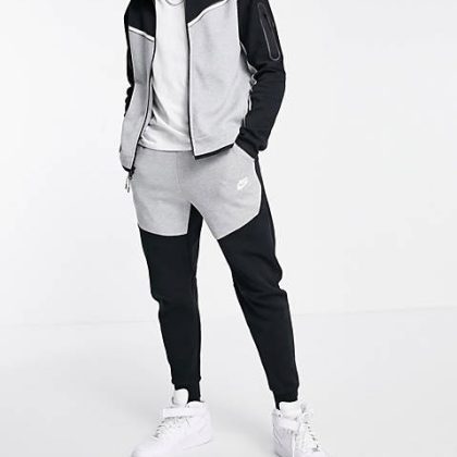 Sudadera y pantalón Nike Tech «gris y negro»
